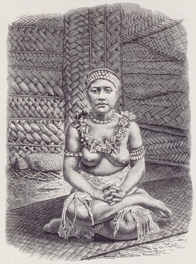 Häuptlingsfrau von Papua, Samoa, aus Die Geschichte der Menschheit, Bd.1, von Prof. Friedrich Ratzel, 1896 von English School